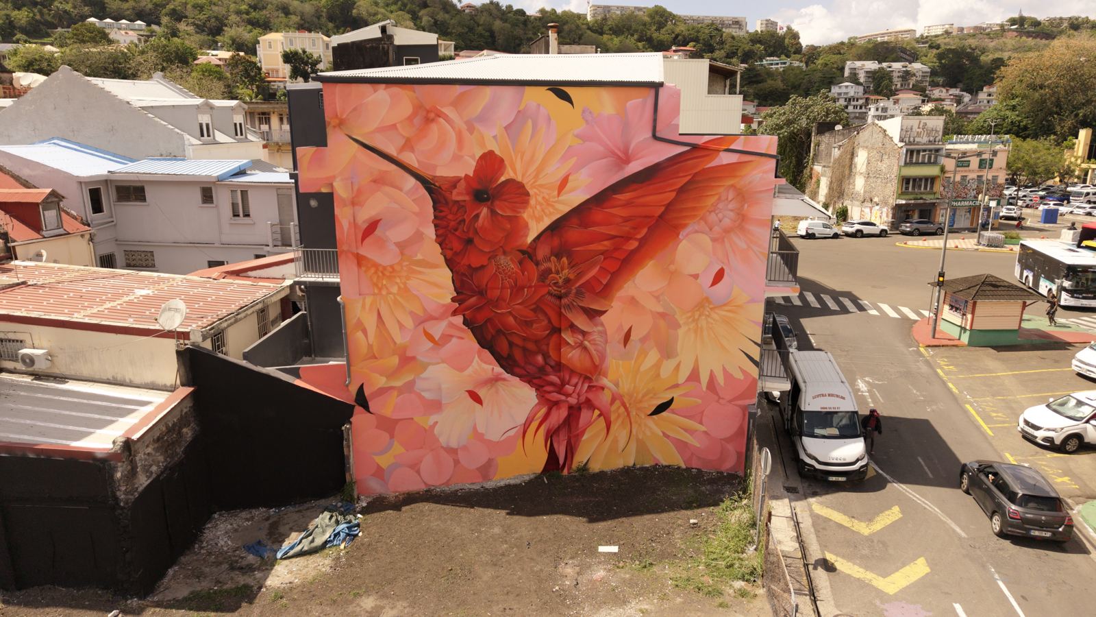 Fresque de Curtis Hylton, ARTMADA #2, Parking du TOM, rue Victor Sévère
