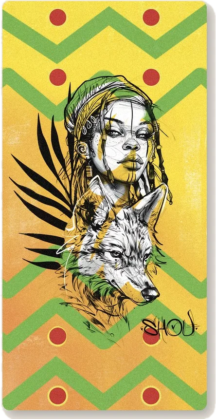 Serviette « femme + loup » — Shou · 70 × 140 cm